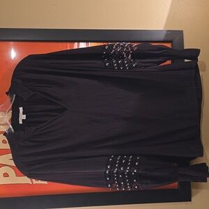 Chico's Black Blouse with Beaded Sleeves Size 2